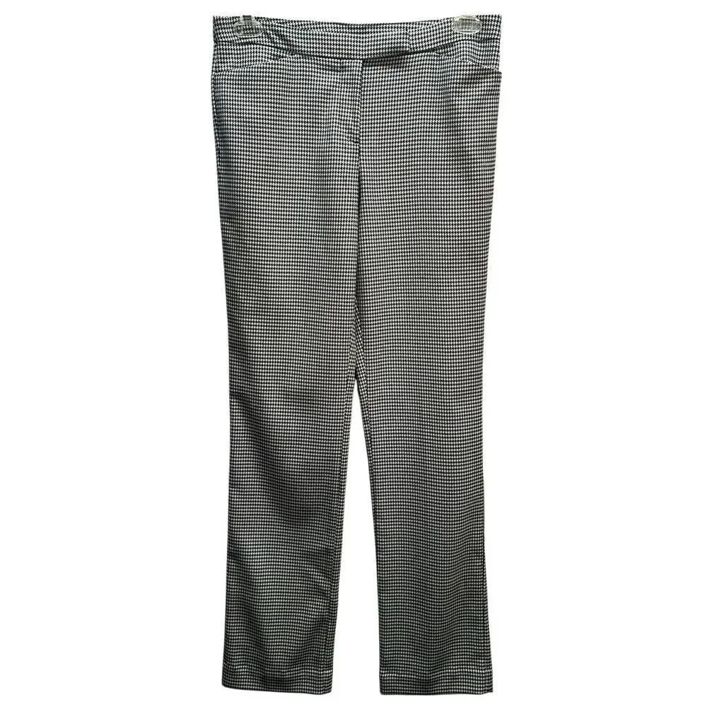 Worthington Modern Fit Dress Pants Size 8 Houndstooth Black White Career Workwea